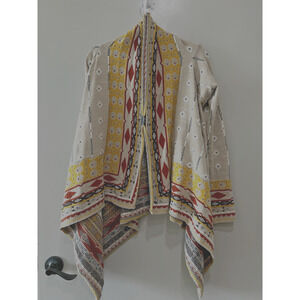 Freeway Anthropologie tribal Wrap jacket open cape Cardigan waterfall Aztec Sz-M